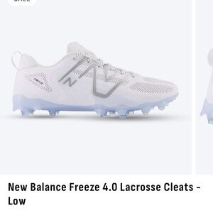 New Balance Kids White, Ice Blue Lacrosse Cleats, low cut; size youth 7 EUC LAX